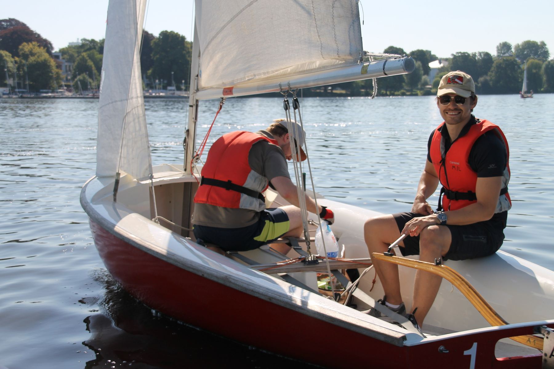 Felix on a dinghy sailing course